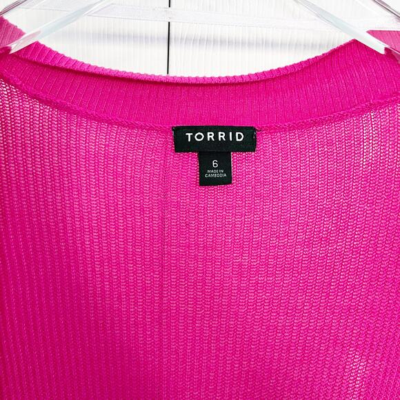 Torrid Cardigan Open Front Sweater in Hot Pink - Picture 6 of 10